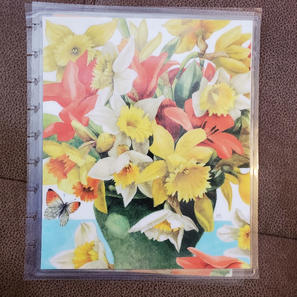 Homemade cover for a Classic size Disc Bound Planner Marjolein Bastin daffodils